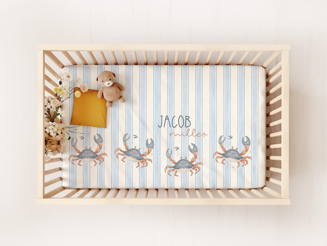 Crabby Cutie Personalized Crib Sheet