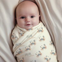 Crabby Cutie Swaddle Blanket with Name – 1 or 2 Layer