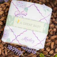 Purple Trellis and Hydrangea Keepsake Baby Blanket