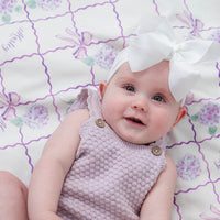 Purple Trellis and Hydrangea Keepsake Baby Blanket
