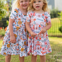 little girl retro print dresses for twirling personalized girl clothes