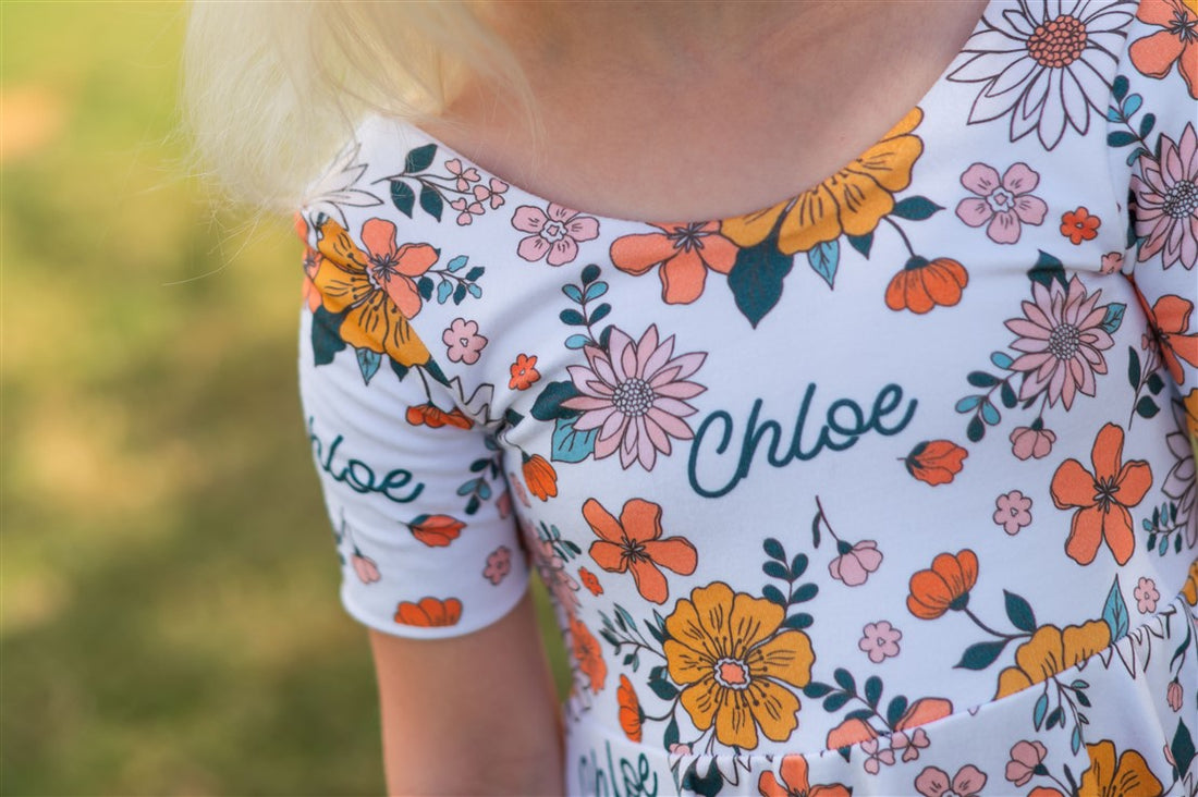 Fun Retro Floral Twirl Dresses For Little Girls and Toddlers