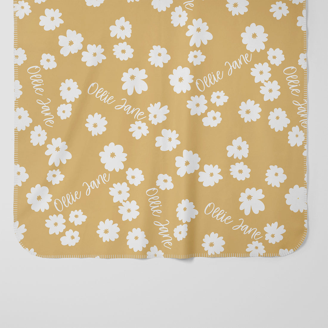 Aisy Daisy Baby Swaddle - Solid Colors, White Daisies, Name, Soft Blanket