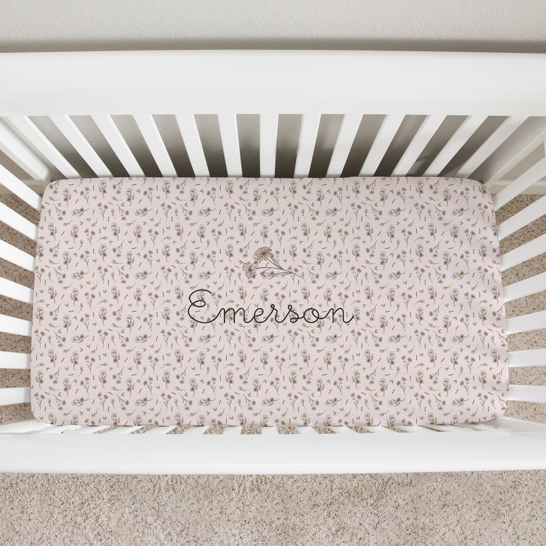 Emersynn Floral Personalized Custom Crib Sheet