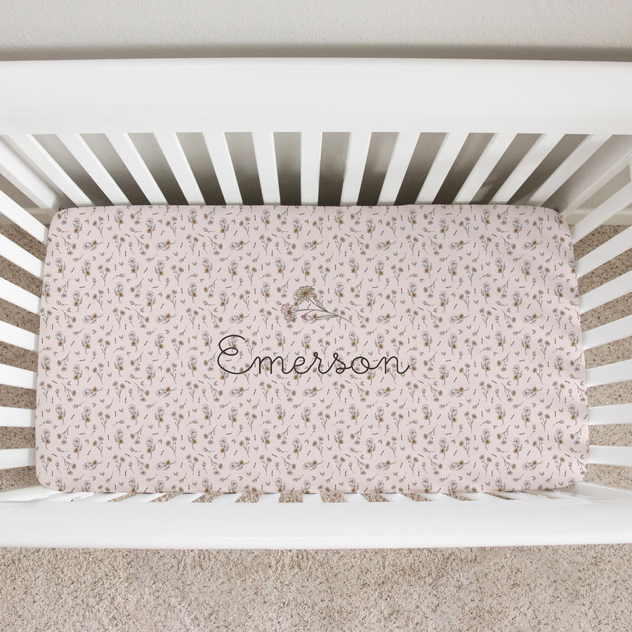 Emersynn Floral Personalized Custom Crib Sheet