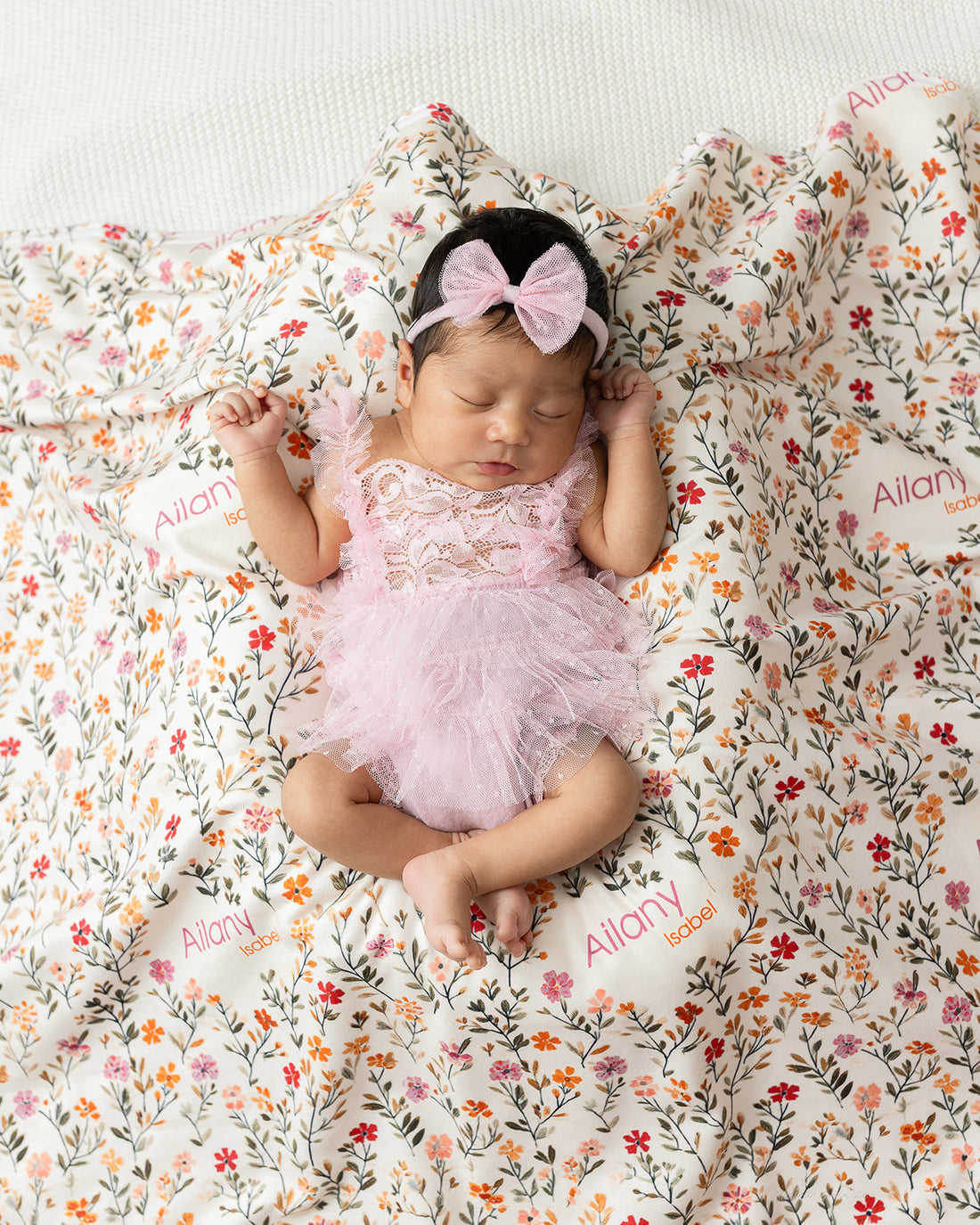 Fall Ditsy Floral Keepsake Baby Receiving Blanket with Satin Trim – Personalized Heirloom Gift (Copy)