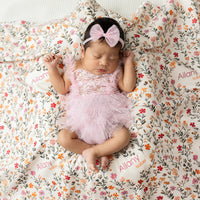 Fall Ditsy Floral Keepsake Baby Receiving Blanket with Satin Trim – Personalized Heirloom Gift (Copy)