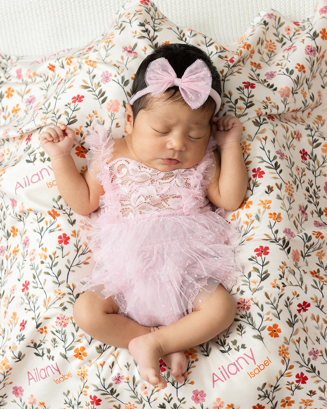 Fall Ditsy Floral Keepsake Baby Receiving Blanket with Satin Trim – Personalized Heirloom Gift (Copy)