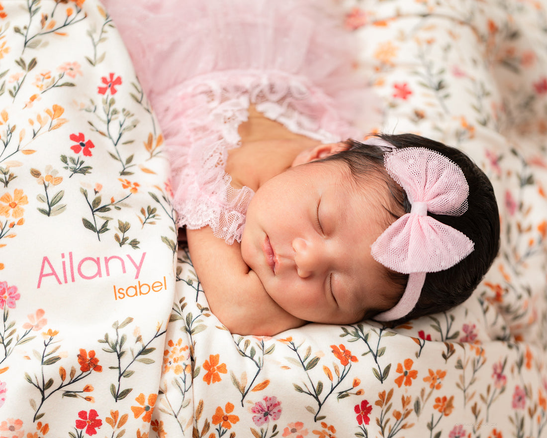 Fall Ditsy Floral Keepsake Baby Receiving Blanket with Satin Trim – Personalized Heirloom Gift (Copy)