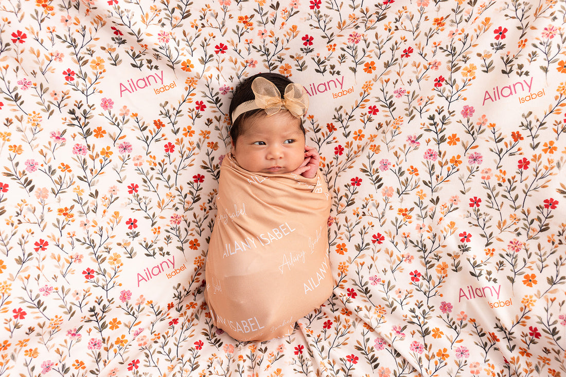 Fall Ditsy Floral Keepsake Baby Receiving Blanket with Satin Trim – Personalized Heirloom Gift (Copy)