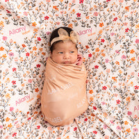 Fall Ditsy Floral Keepsake Baby Receiving Blanket with Satin Trim – Personalized Heirloom Gift (Copy)