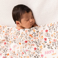 Fall Ditsy Floral Keepsake Baby Receiving Blanket with Satin Trim – Personalized Heirloom Gift (Copy)