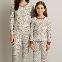 Mother and Daughter Matching Pajams Ditsy Fall Floral Pattern