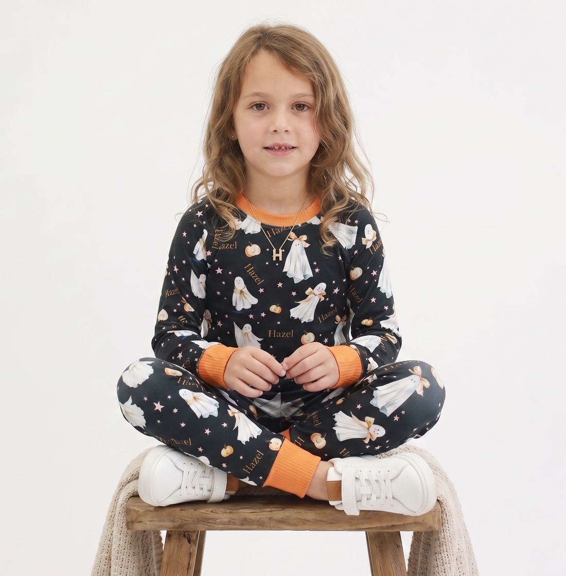 Halloween Pajamas Girls - Personalized Pumpkin Print PJs With Pink Bows (Copy)