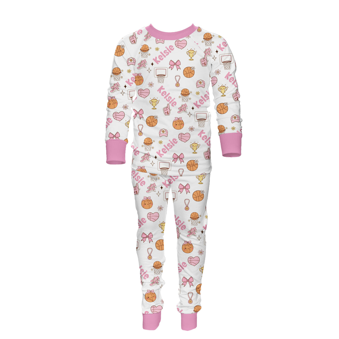 Girls Basketball Pajamas – Personalized Kids Sleepwear Set With Soft Polyester