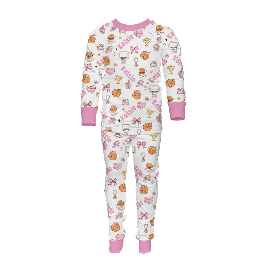 Girls Basketball Pajamas – Personalized Kids Sleepwear Set With Soft Polyester