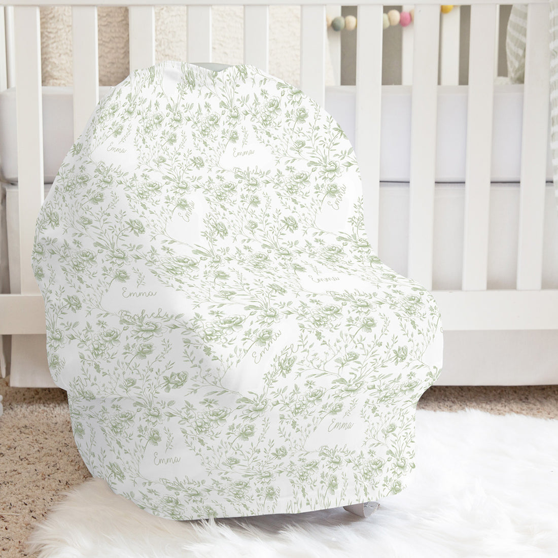 Baby Car Seat Cover - Personalized Infant Stretchy Fabric With UV Protection