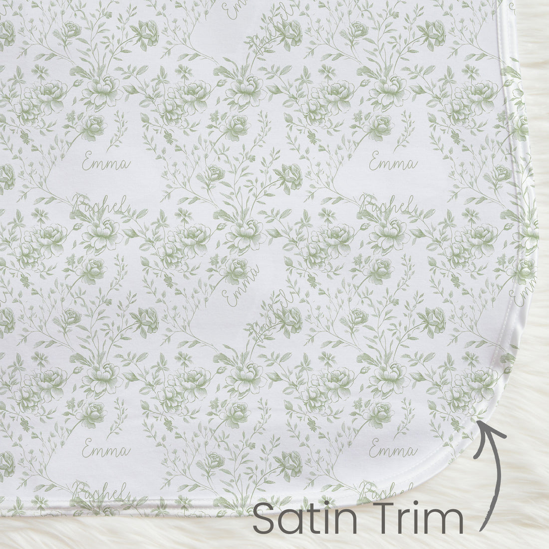 Baby Girl Blanket - Floral Toile Design Plush Keepsake Double-Sided Nursery Blanket