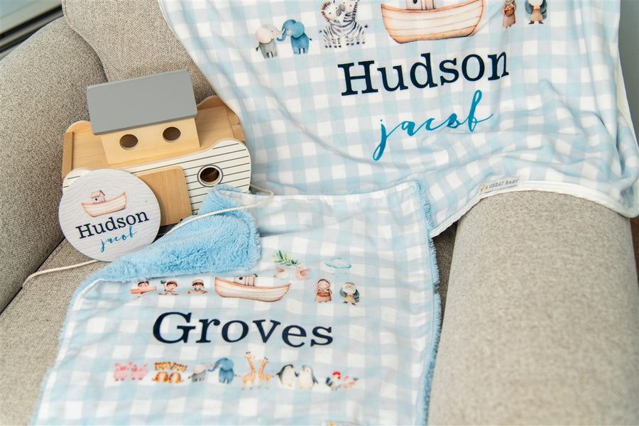 Noah’s Ark Personalized Minky Baby Lovie Blanket