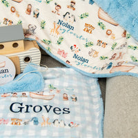Noah’s Ark Personalized Minky Baby Lovie Blanket