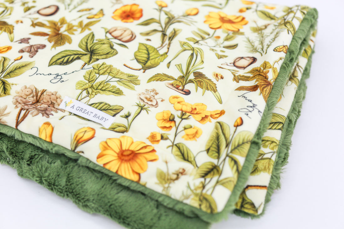 Minky Baby Blanket – Personalized Autumn Floral Cozy Nursery Throw for Fall