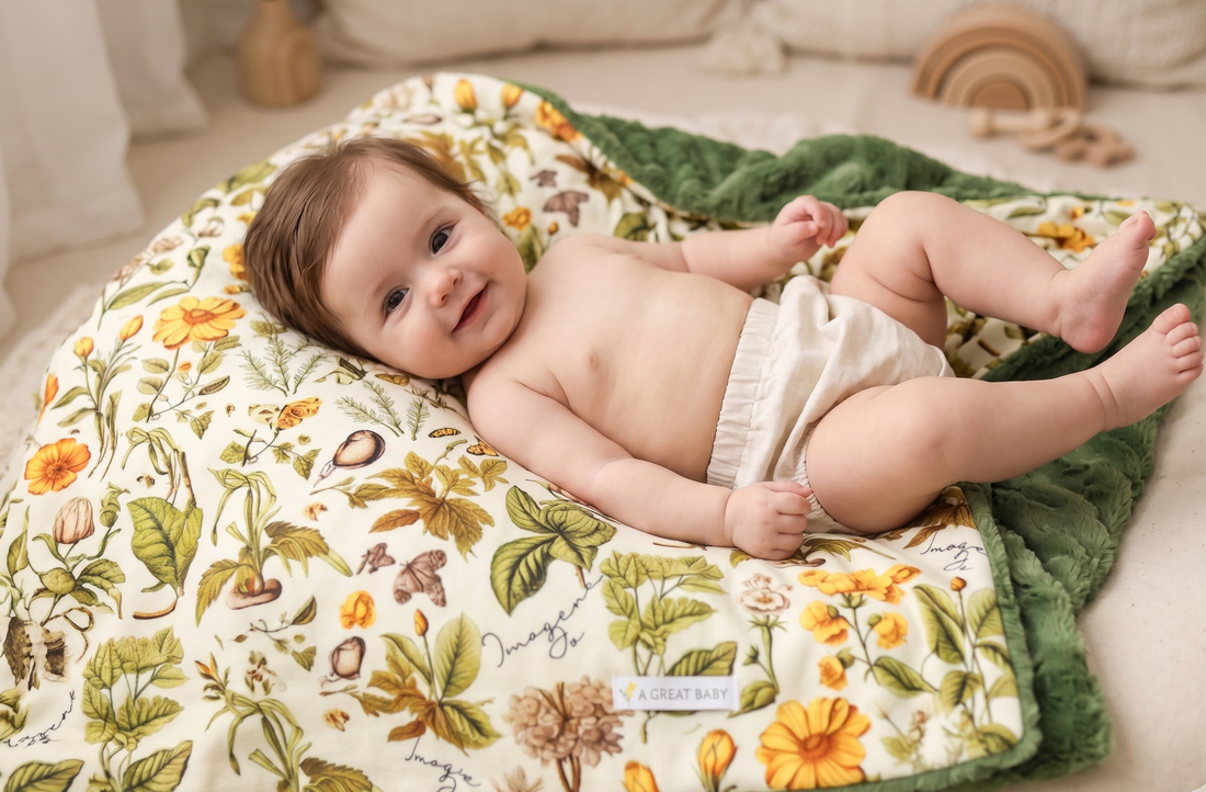 Minky Baby Blanket – Personalized Autumn Floral Cozy Nursery Throw for Fall