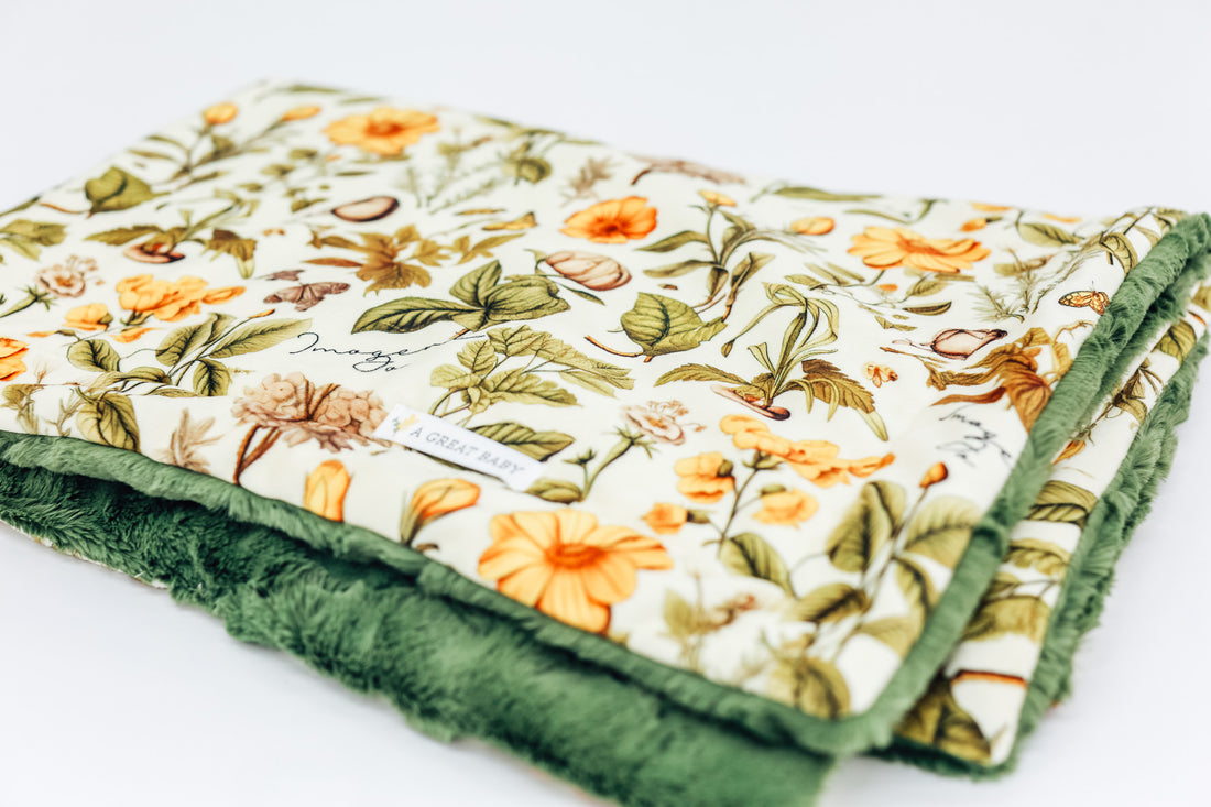 Minky Baby Blanket – Personalized Autumn Floral Cozy Nursery Throw for Fall