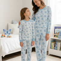 Women's Floral Pajamas –Mother And Daughter Matching Pajamas - Hydrangeas Personalized Women’s Pajamas, Light Blue Floral PJ Set