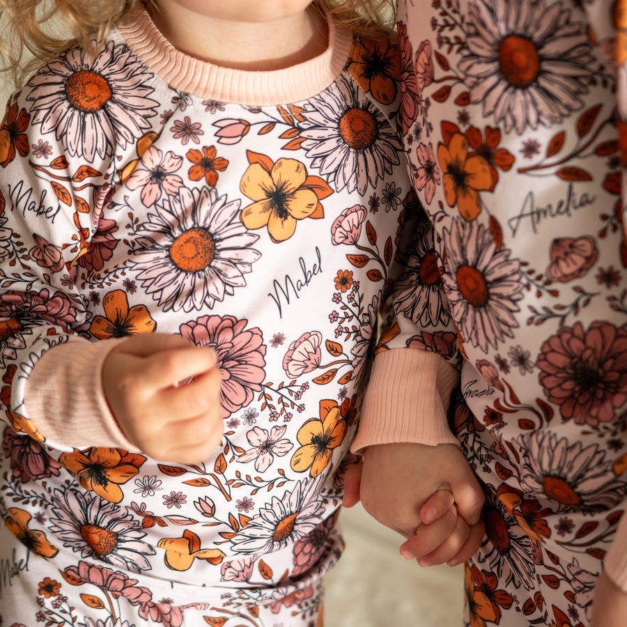 Courtney Floral Pajamas - Short or Long Sleeve (3 months to kids 14)