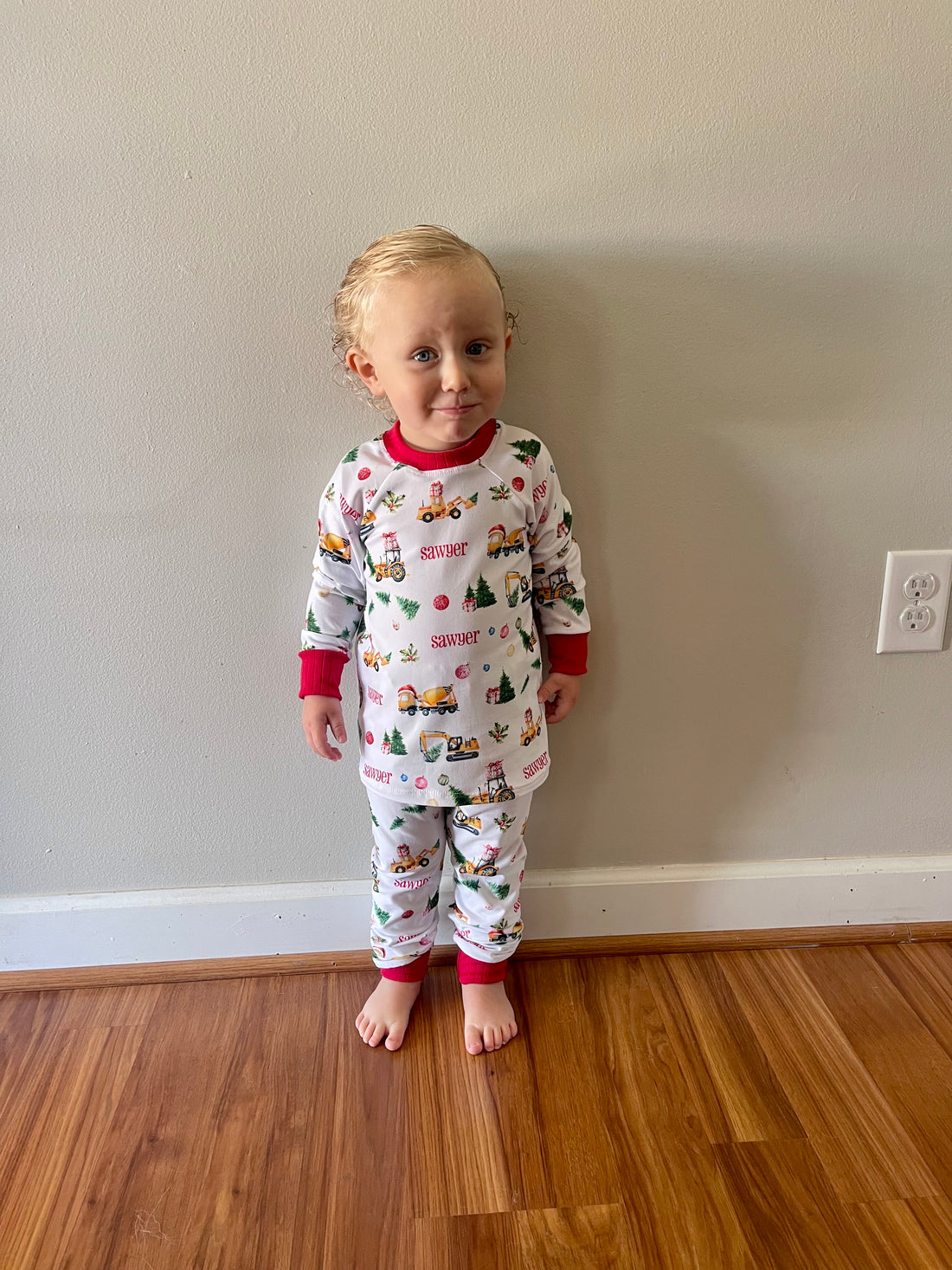 Christmas Construction Pajamas- Little Boy Custom Holiday Pajamas