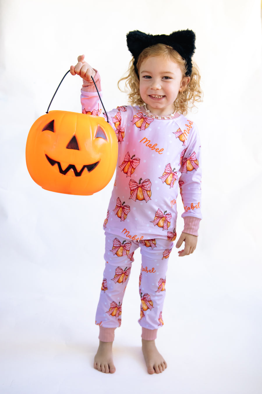 Pumpkins & Bows Personalized Halloween PJ's for Girls