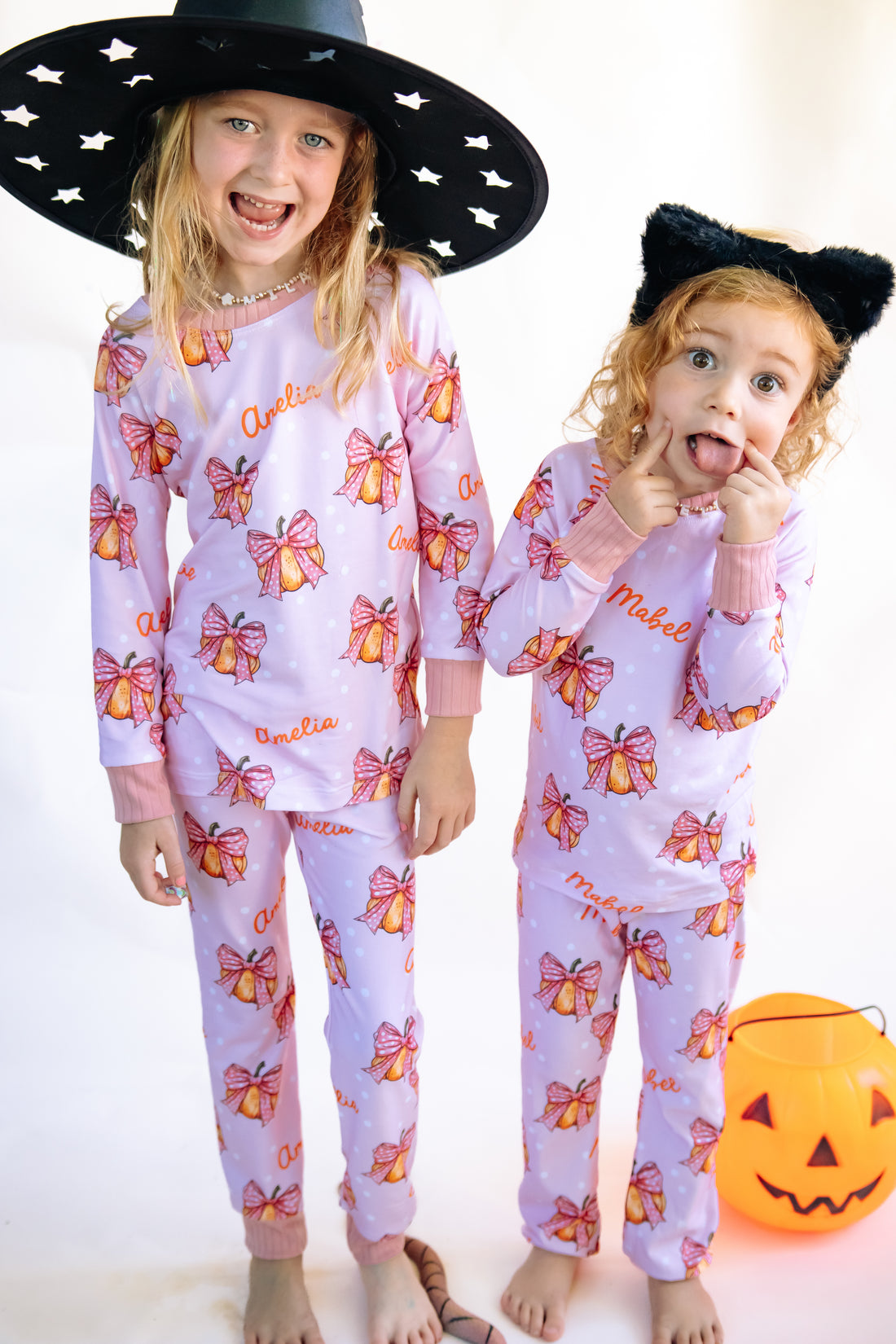 Pumpkins & Bows Personalized Halloween PJ's for Girls