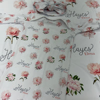 Pretty Peony Floral Knotted Baby Gown