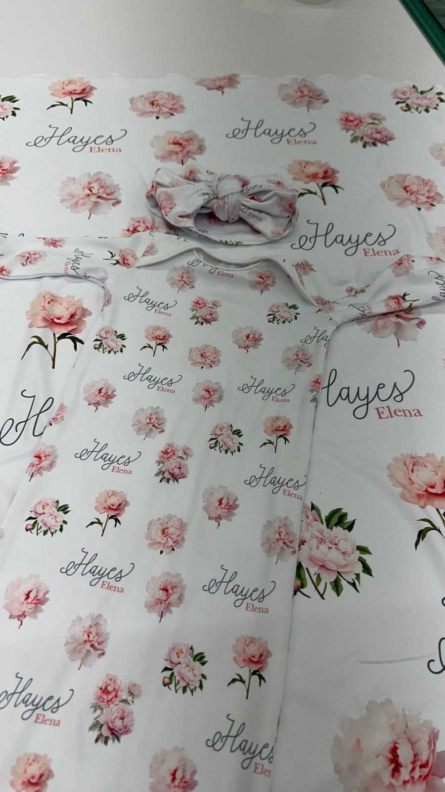 Pretty Peony Floral Knotted Baby Gown