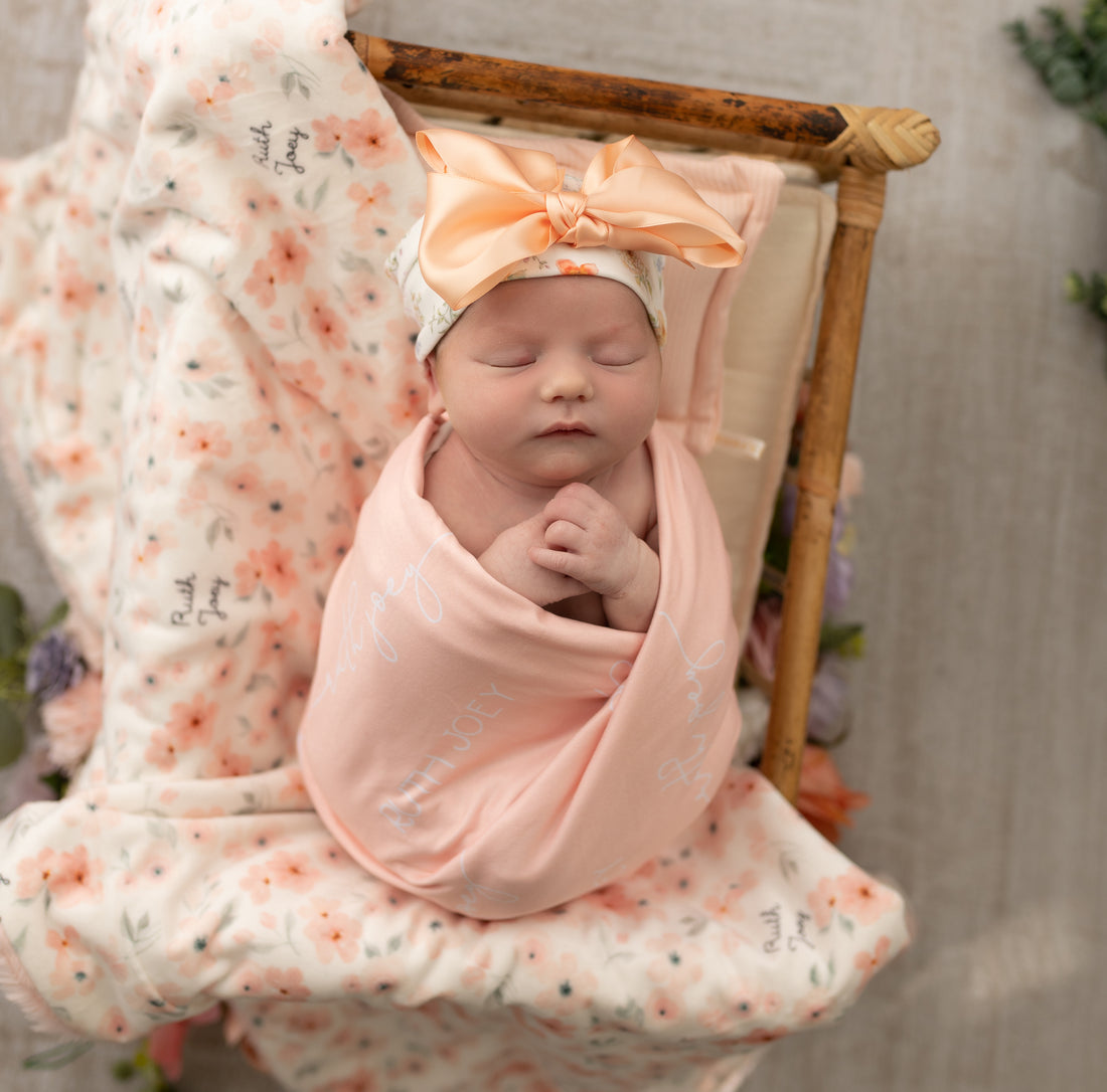 Peach Blossom Baby Deluxe Blanket - Personalized Minky Fur