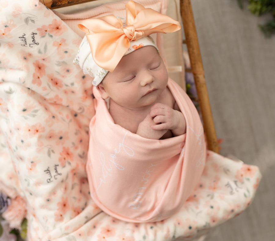 Peach Blossom Baby Deluxe Blanket - Personalized Minky Fur