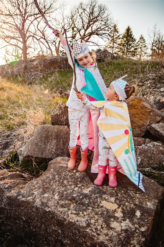 Whimsy Rainbow Girl Pajamas, Soft Jersey Knit PJ's