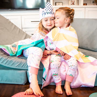 Whimsy Rainbow Girl Pajamas, Soft Jersey Knit PJ's