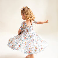 Boho Floral Twirl Dress With Personalized Name For Girl