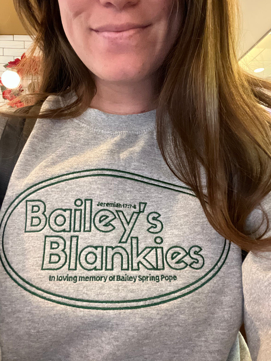 Bailey's Blankies Gray Crewneck Embroidered Sweatshirt