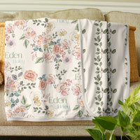 Garden of Eden Baby Girl Personalized Swaddle Blanket