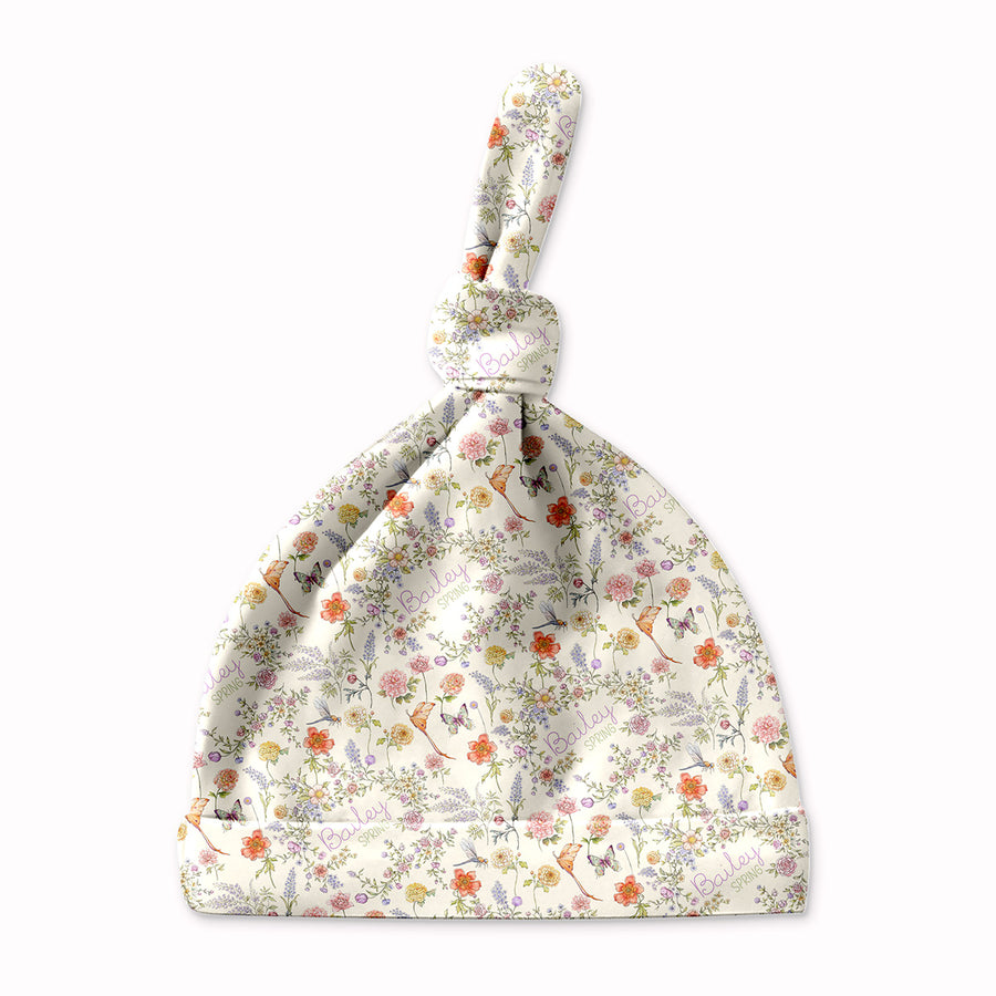 Top Knot Infant Hat  Personalized For Newborn