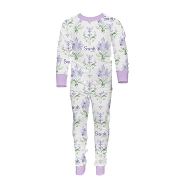 Lavender Damask Pajamas - Personalized Girls Sleepwear With Floral Print Comfort
