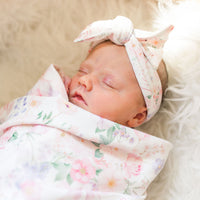 Personalized Baby Blanket – Pink Floral Baby Receiving Blanket With Satin Trim Edges Pretty In Pink