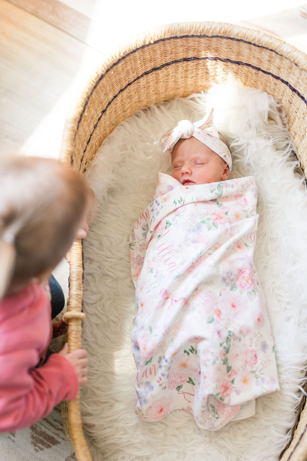 Personalized Baby Blanket – Pink Floral Baby Receiving Blanket With Satin Trim Edges Pretty In Pink