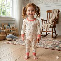 Personalized Girl Pajamas – Cozy Lobster Print Kids Sleepwear with Pink Cuffs