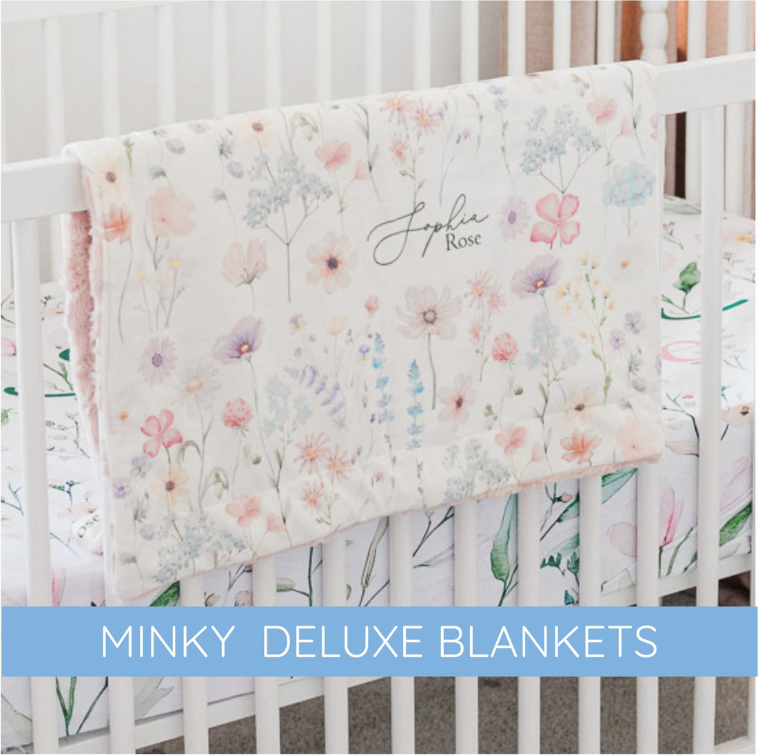 Baby Deluxe Minky Baby Blanket- Personalized Baby Gift with Fur Backing