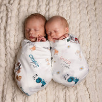 Newborn Personalized Blankets Farm Set Swaddle