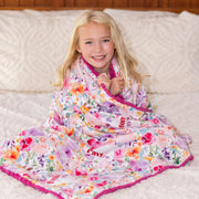 Amelia's Pink Floral Minky Deluxe Throw