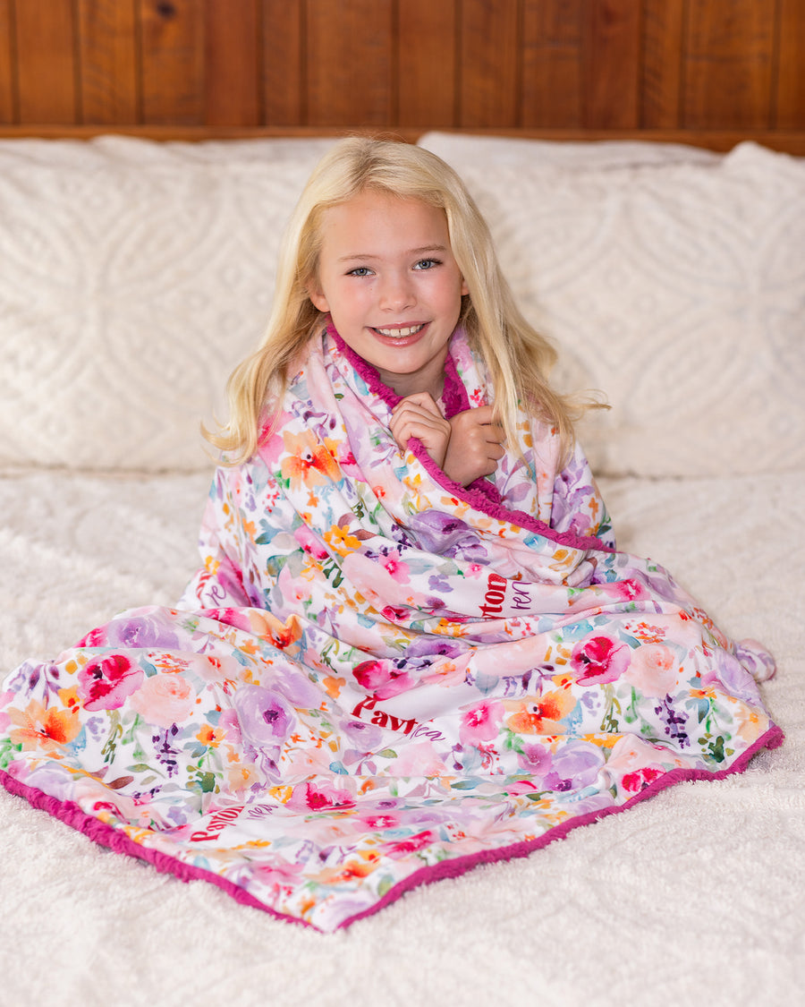 Amelia's Pink Floral Minky Deluxe Throw